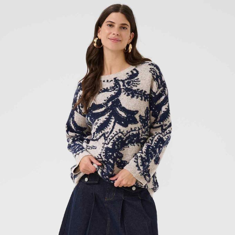 CRTemikka Knit Pullover - Navy Paisley